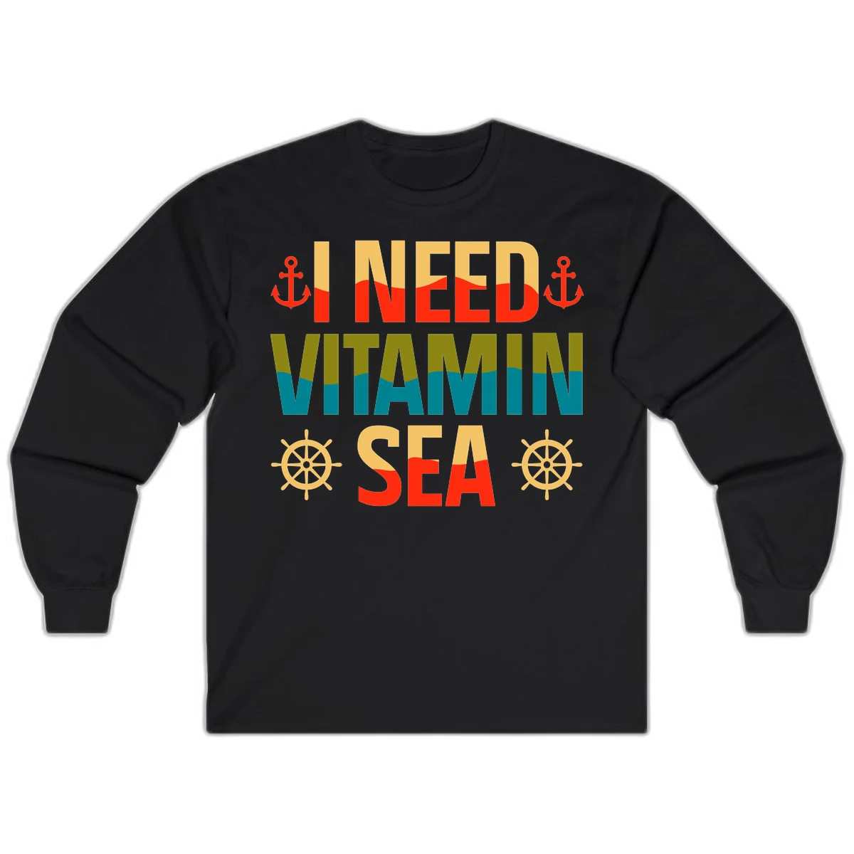 I Need Vitamin Sea Long Sleeve Tee in Black