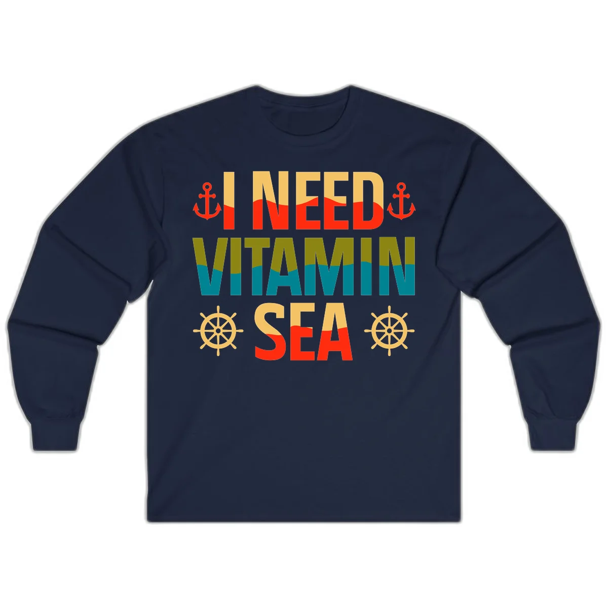 I Need Vitamin Sea Long Sleeve Tee in Navy