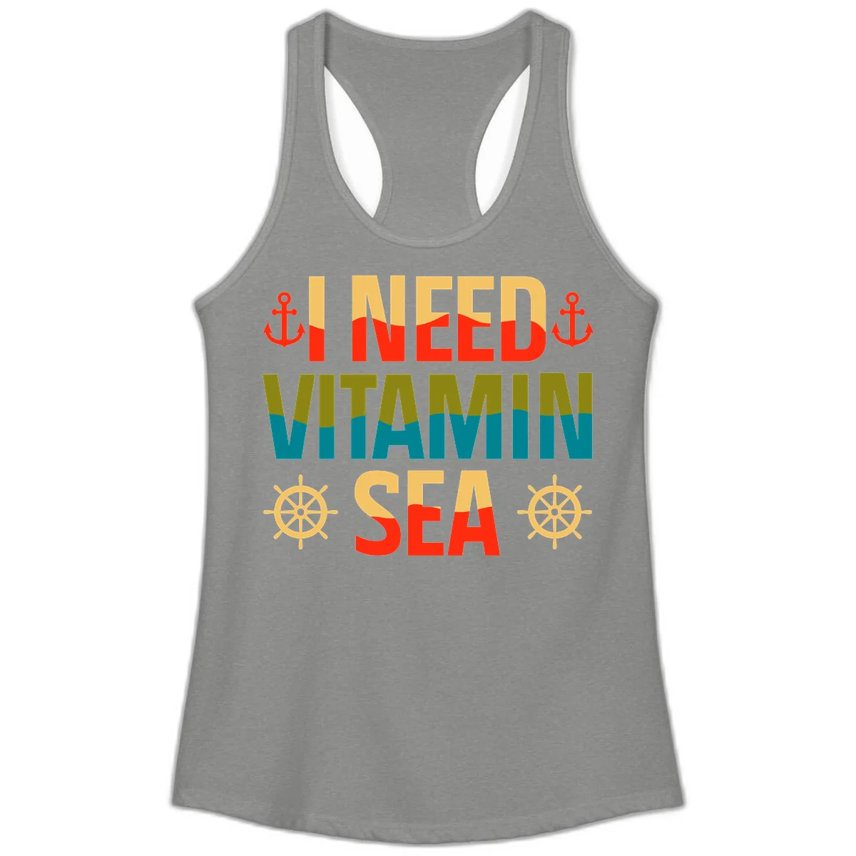 I Need Vitamin Sea Ladies Tank Top in Heather Grey