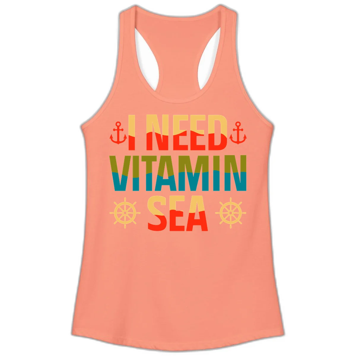 I Need Vitamin Sea Ladies Tank Top in Solid Light Orange