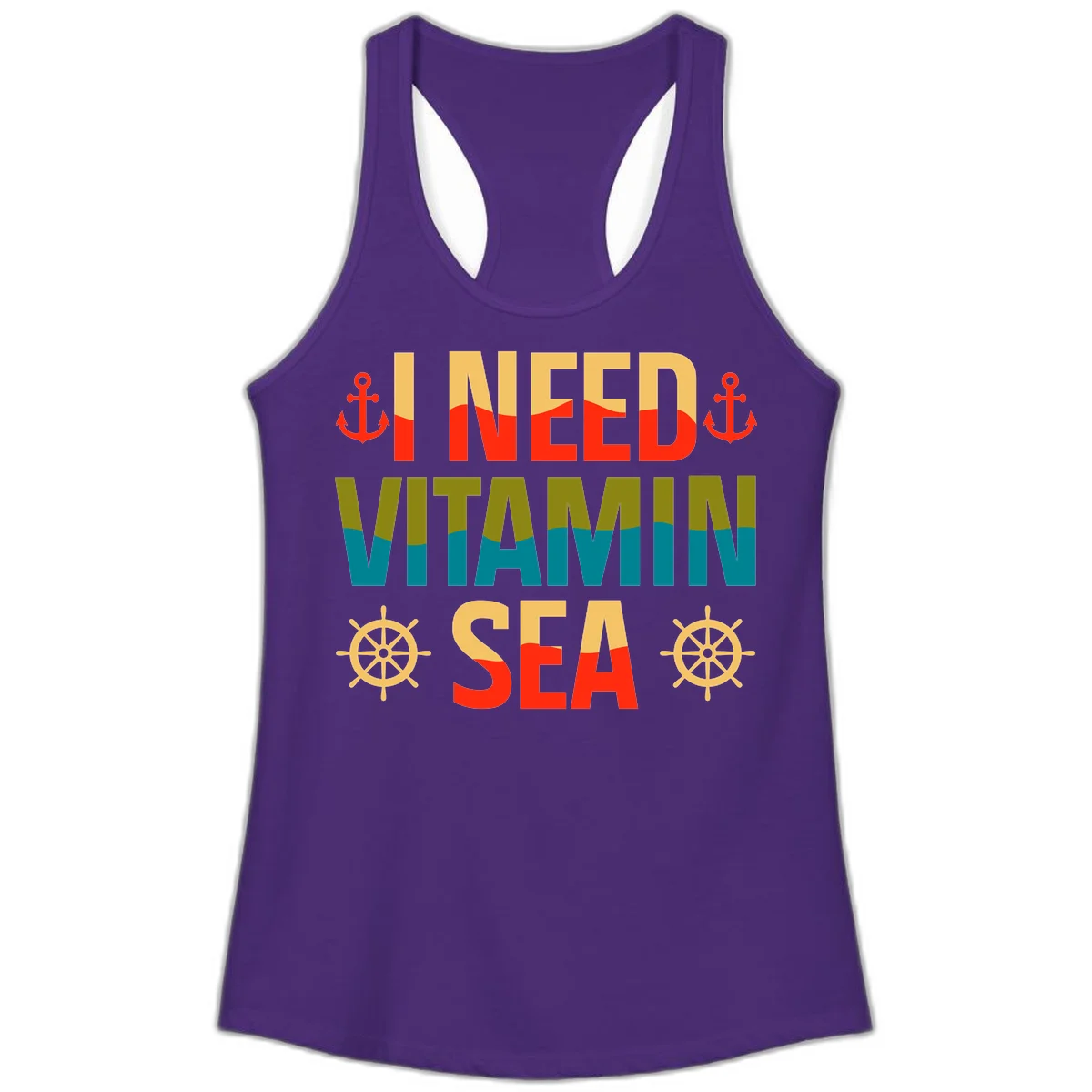 I Need Vitamin Sea Ladies Tank Top in Solid Purple Rush