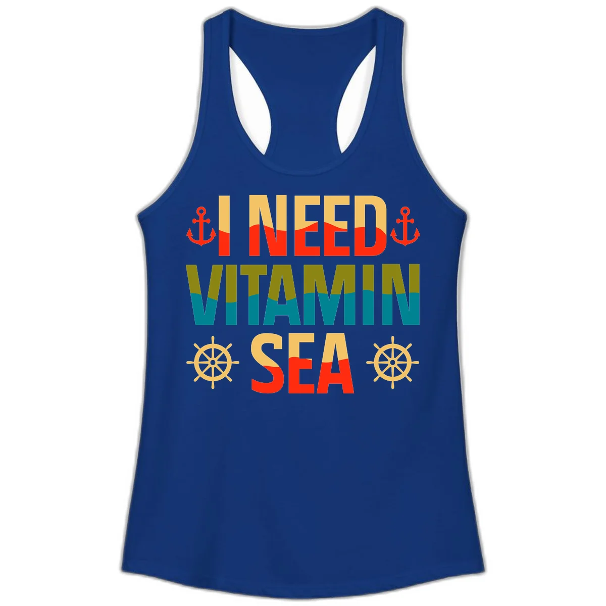 I Need Vitamin Sea Ladies Tank Top in Solid Royal