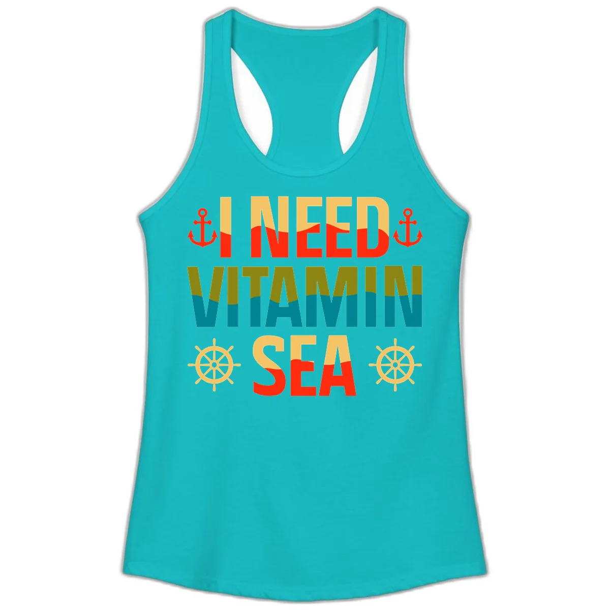 I Need Vitamin Sea Ladies Tank Top in Tahiti Blue