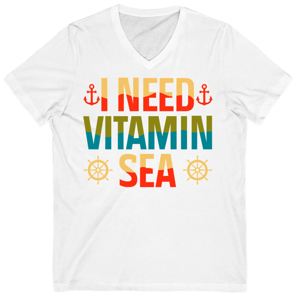 I Need Vitamin Sea V-Neck T-Shirt in White