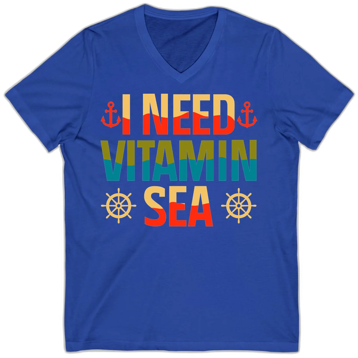 I Need Vitamin Sea V-Neck T-Shirt in True Royal