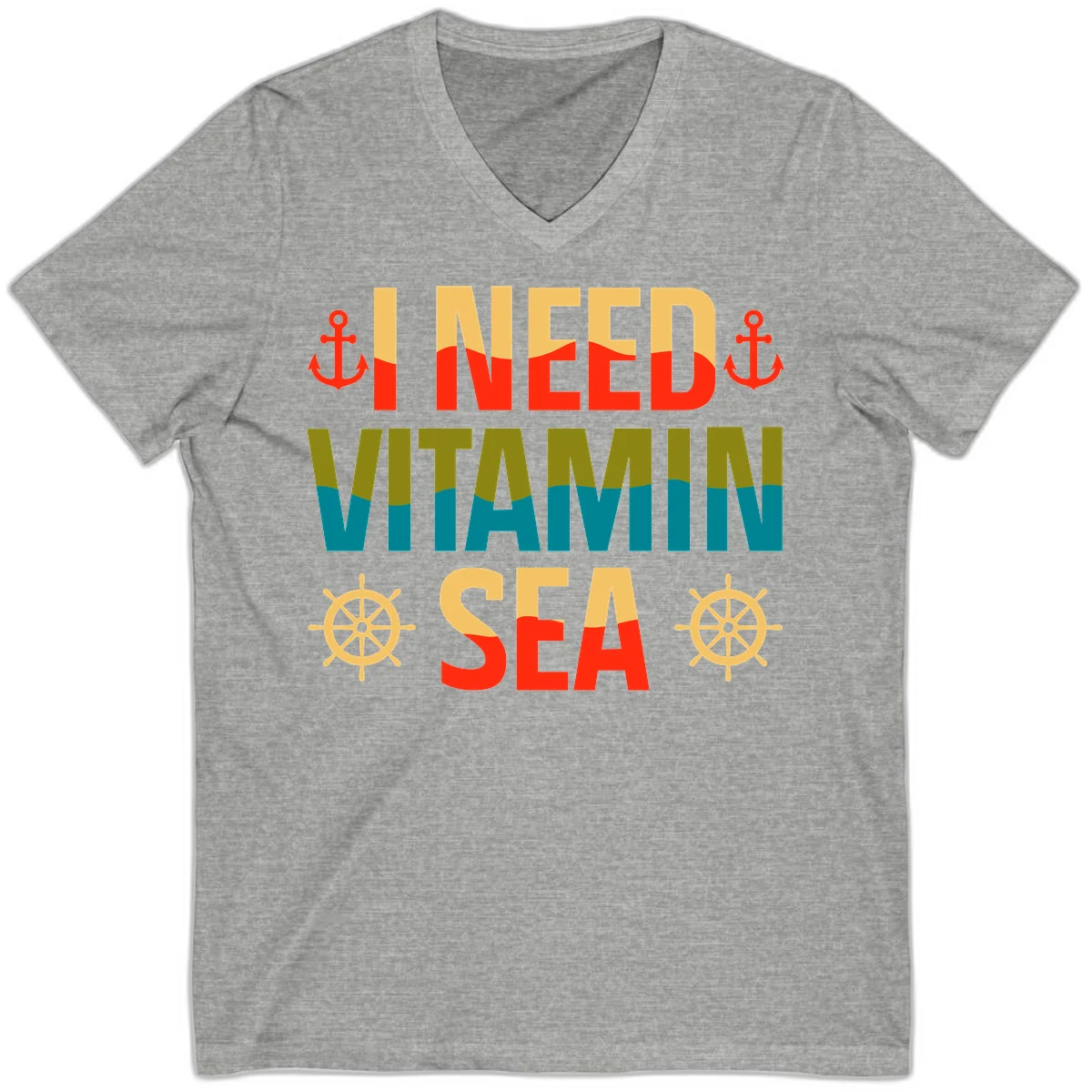 I Need Vitamin Sea V-Neck T-Shirt in Athletic Heather