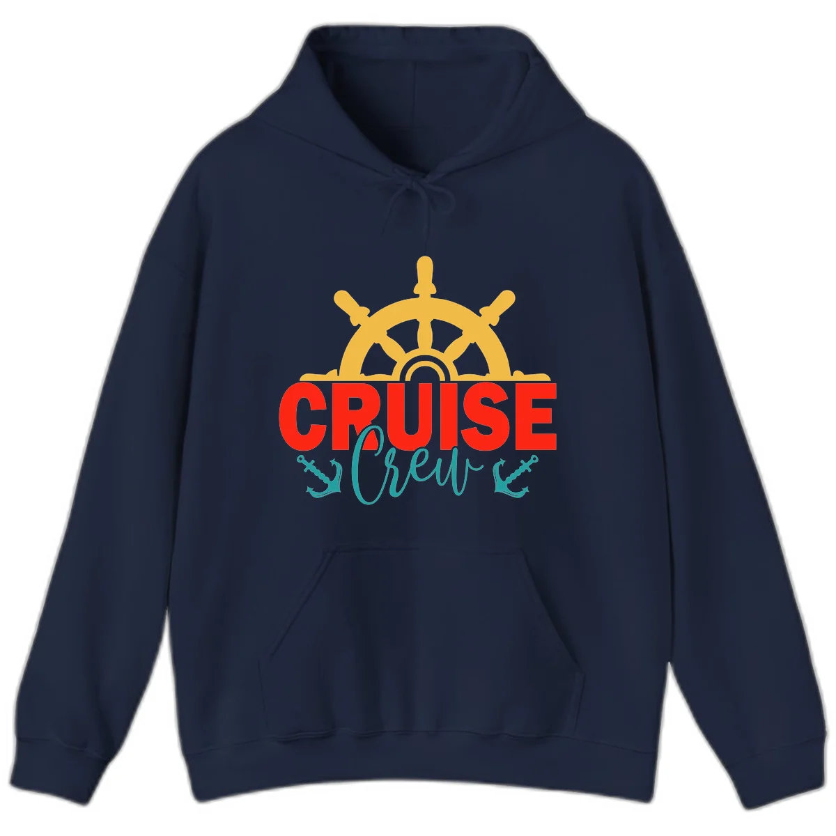Cruise Shrek Nautical Wheel Design Hoodie in Navy