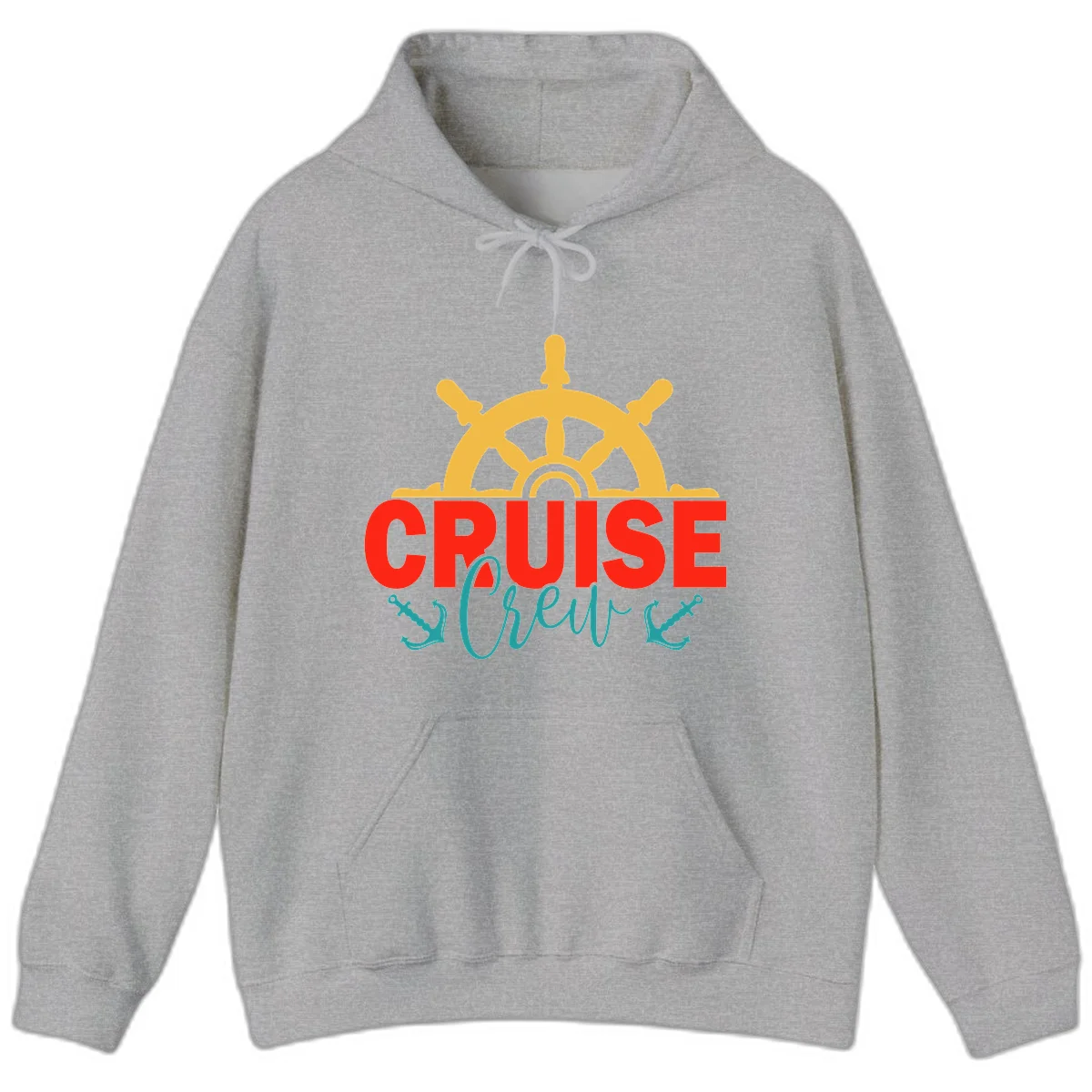 Cruise Shrek Nautical Wheel Design Hoodie in Sport Grey