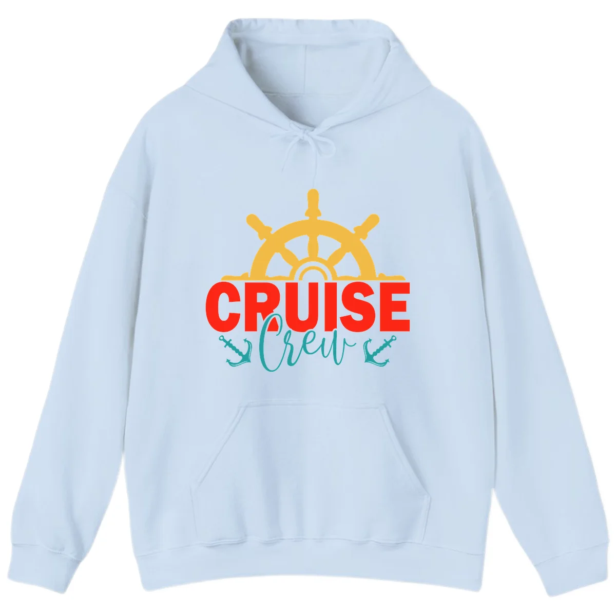 Cruise Shrek Nautical Wheel Design Hoodie in Light Blue