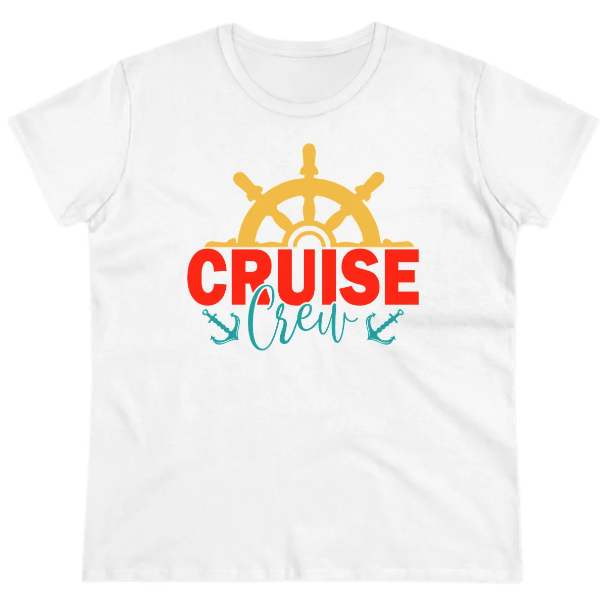 Cruise Shrek Nautical Wheel Design Ladies Tee in White