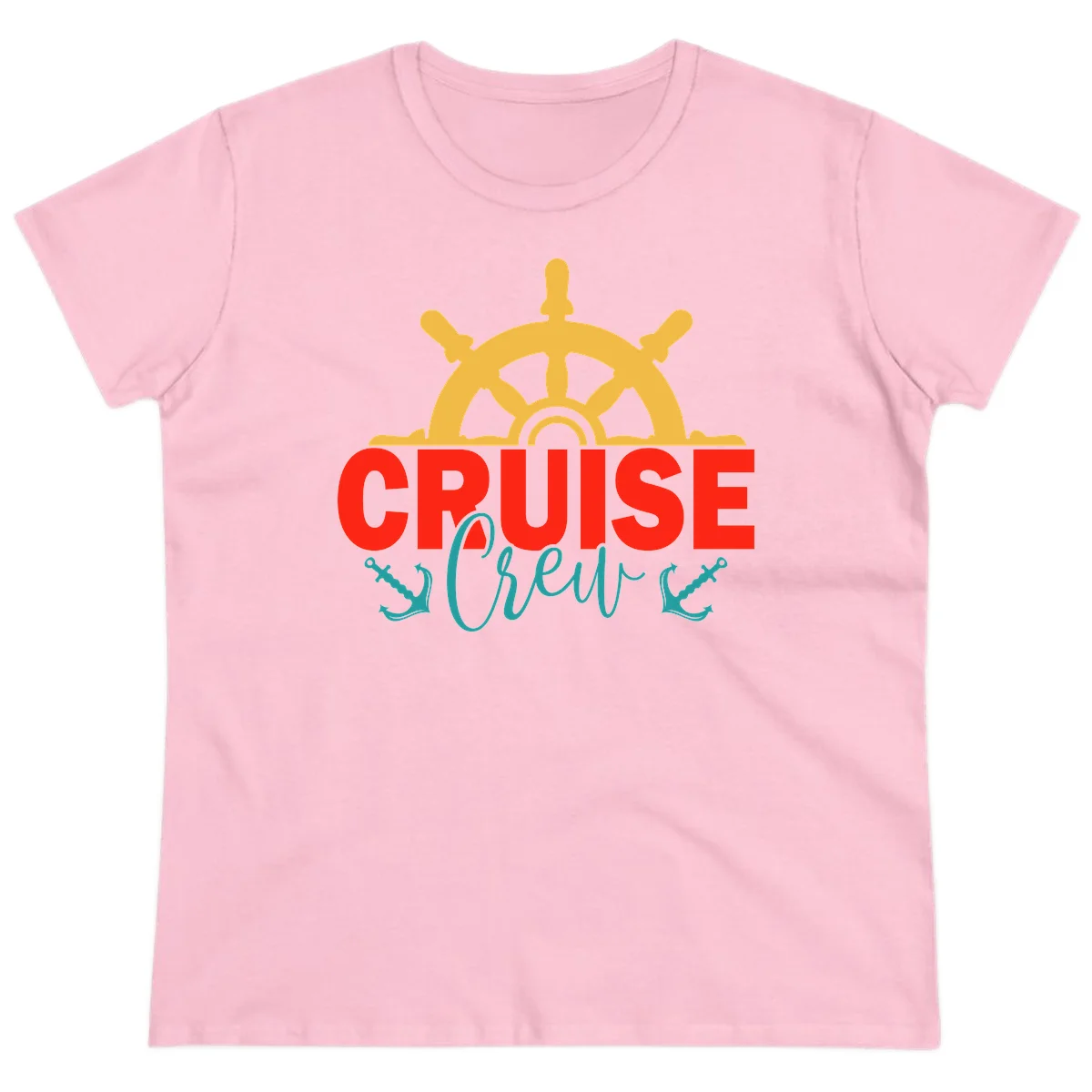 Cruise Shrek Nautical Wheel Design Ladies Tee in Light Pink