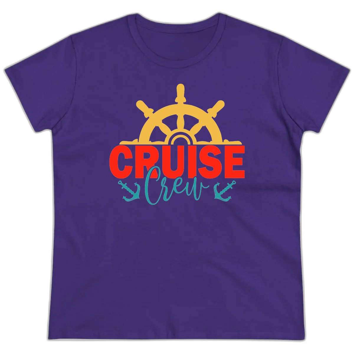 Cruise Shrek Nautical Wheel Design Ladies Tee in Purple