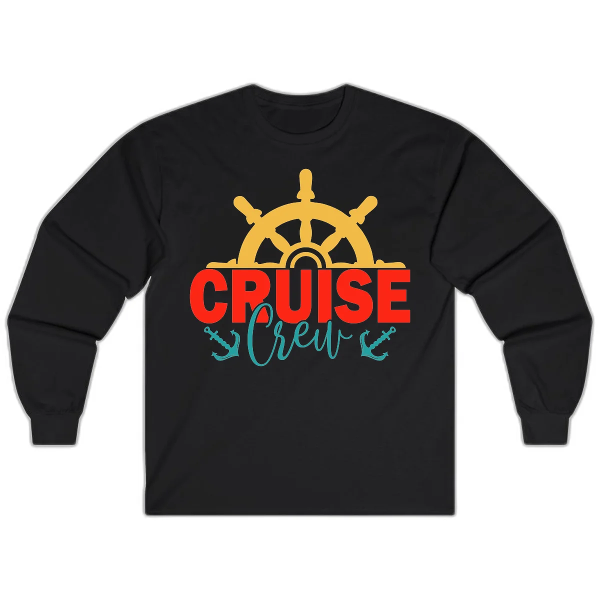 Cruise Shrek Nautical Wheel Design Long Sleeve in Black