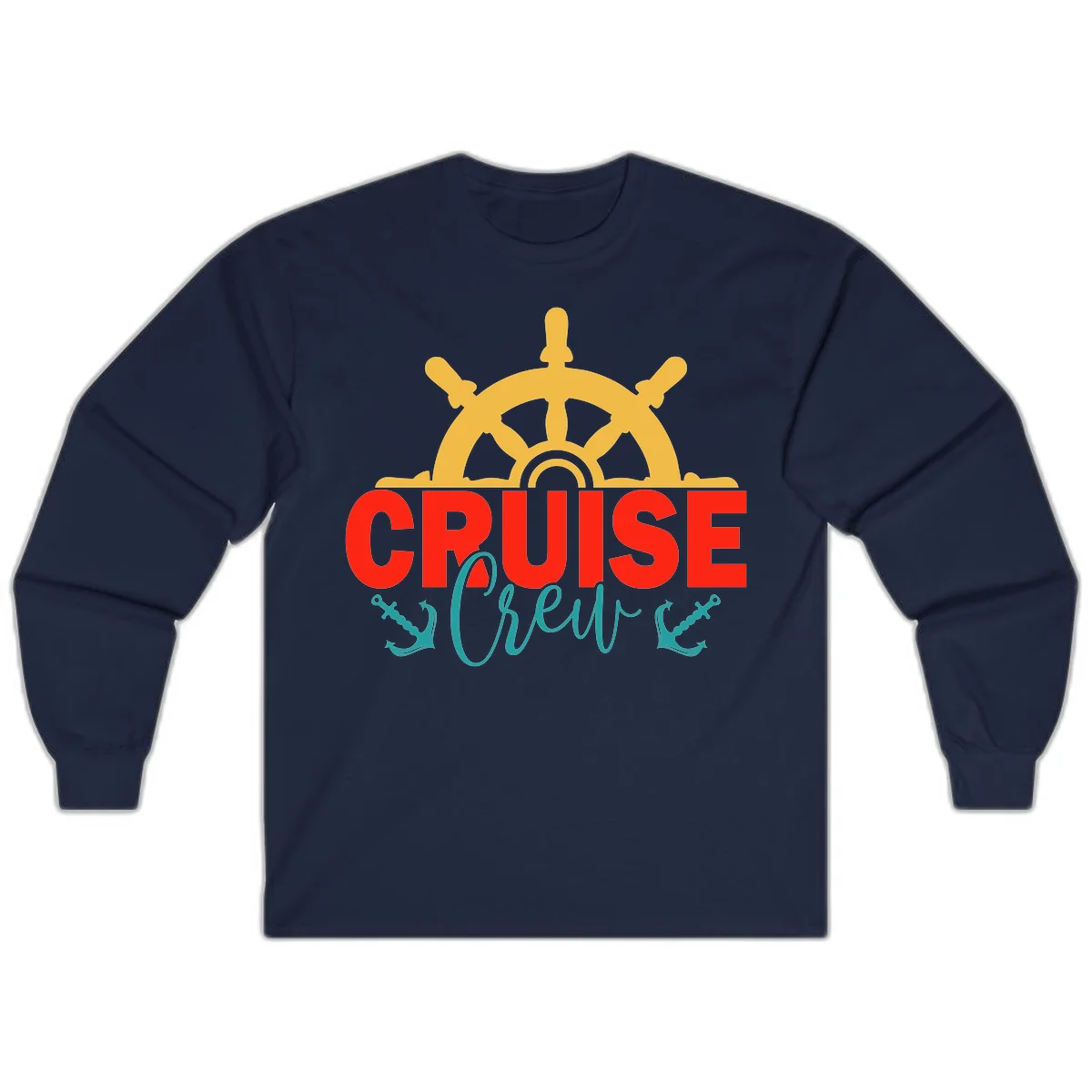 Cruise Shrek Nautical Wheel Design Long Sleeve in Navy