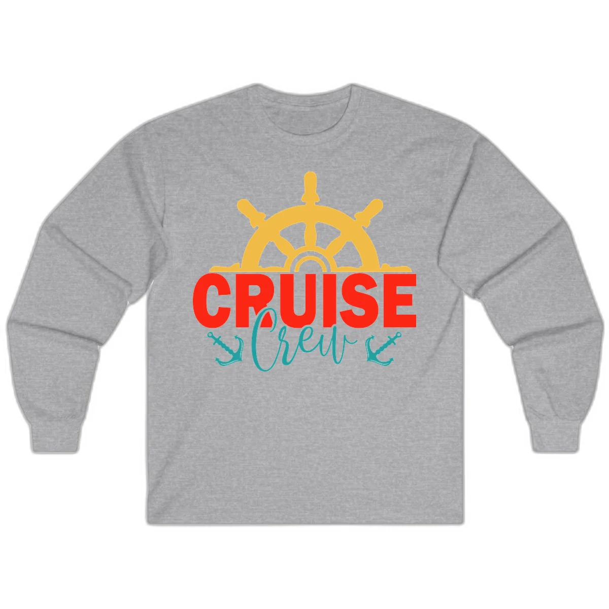 Cruise Shrek Nautical Wheel Design Long Sleeve in Sport Grey