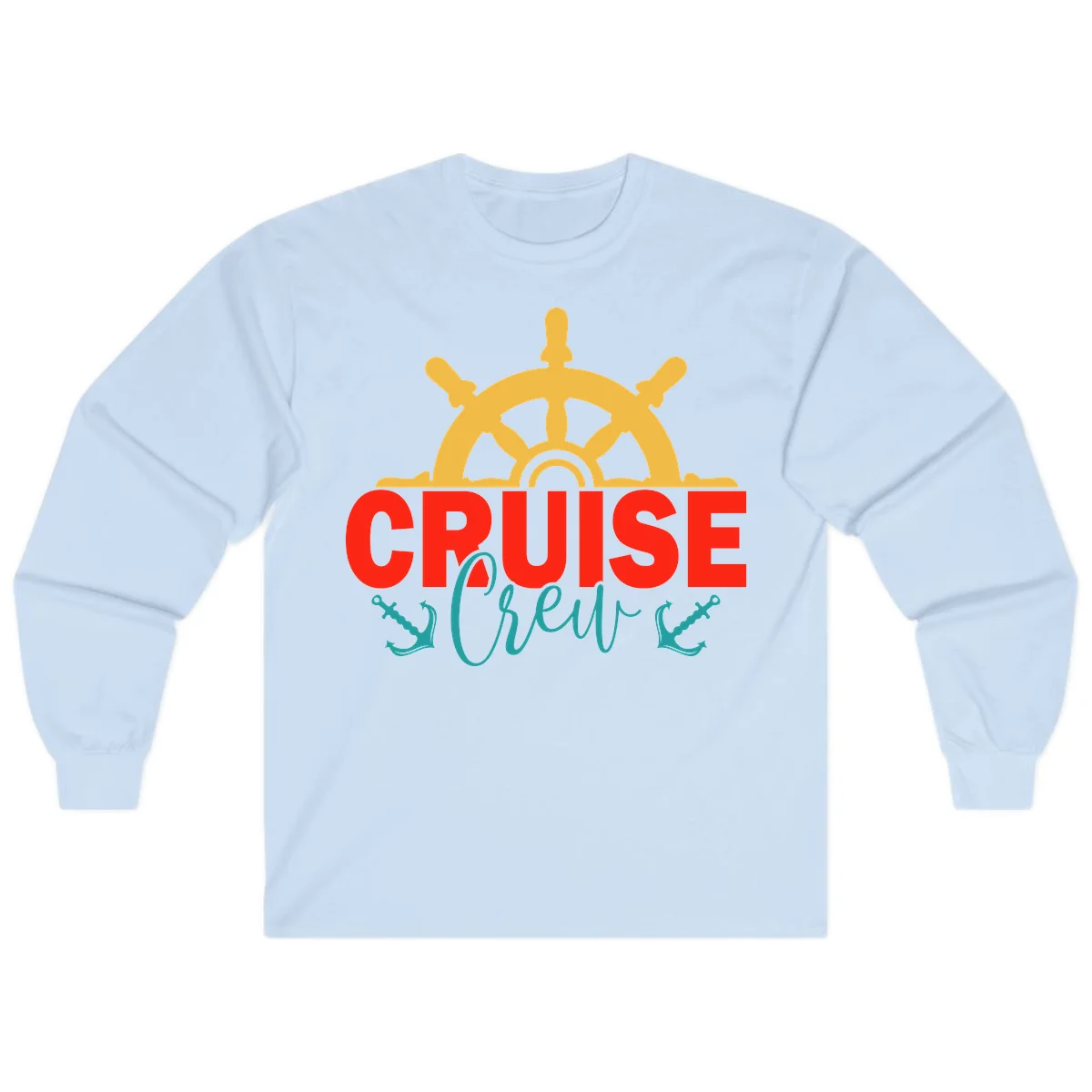Cruise Shrek Nautical Wheel Design Long Sleeve in Light Blue