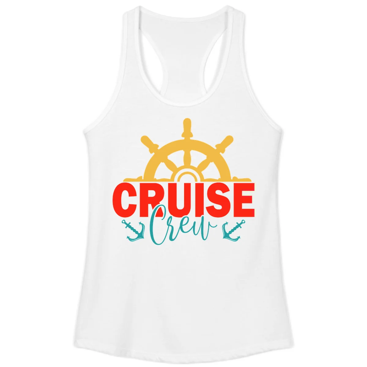 Cruise Shrek Nautical Wheel Design Ladies Tank in White