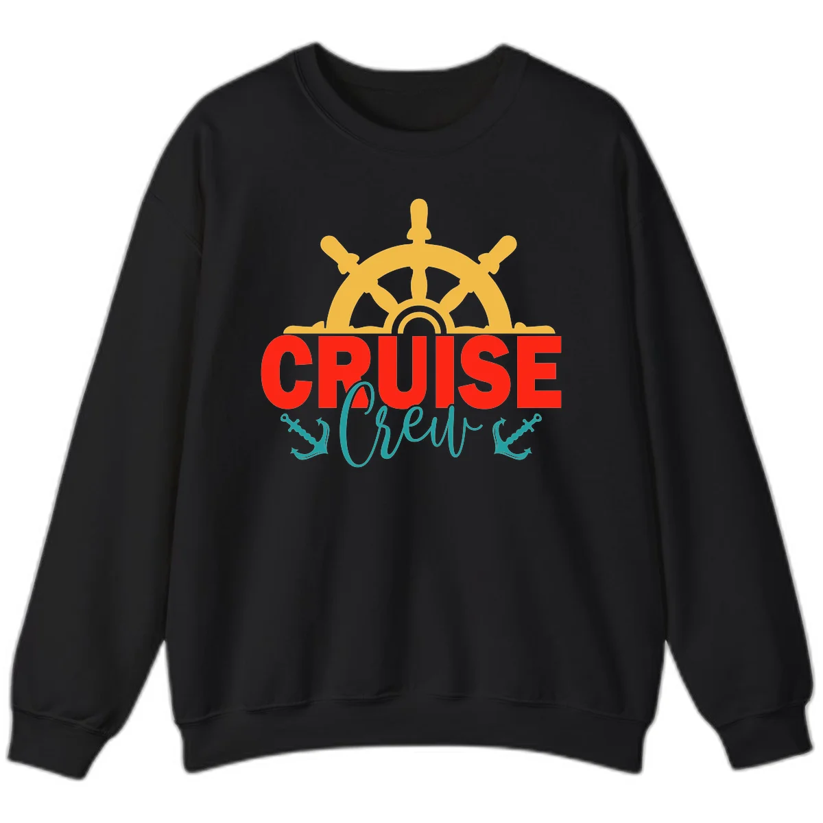 Cruise Shrek Nautical Wheel Design Sweatshirt in Black
