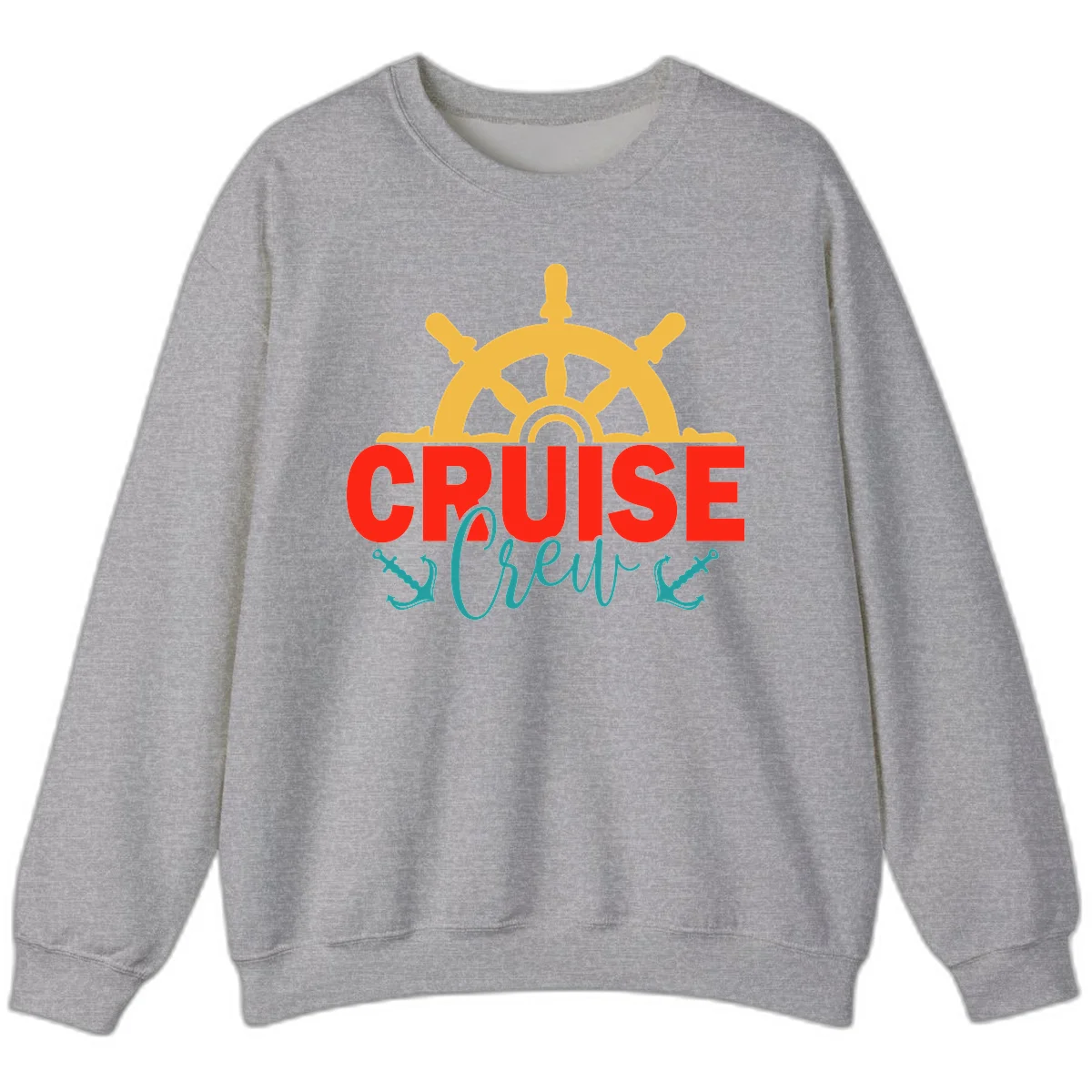 Cruise Shrek Nautical Wheel Design Sweatshirt in Sport Grey
