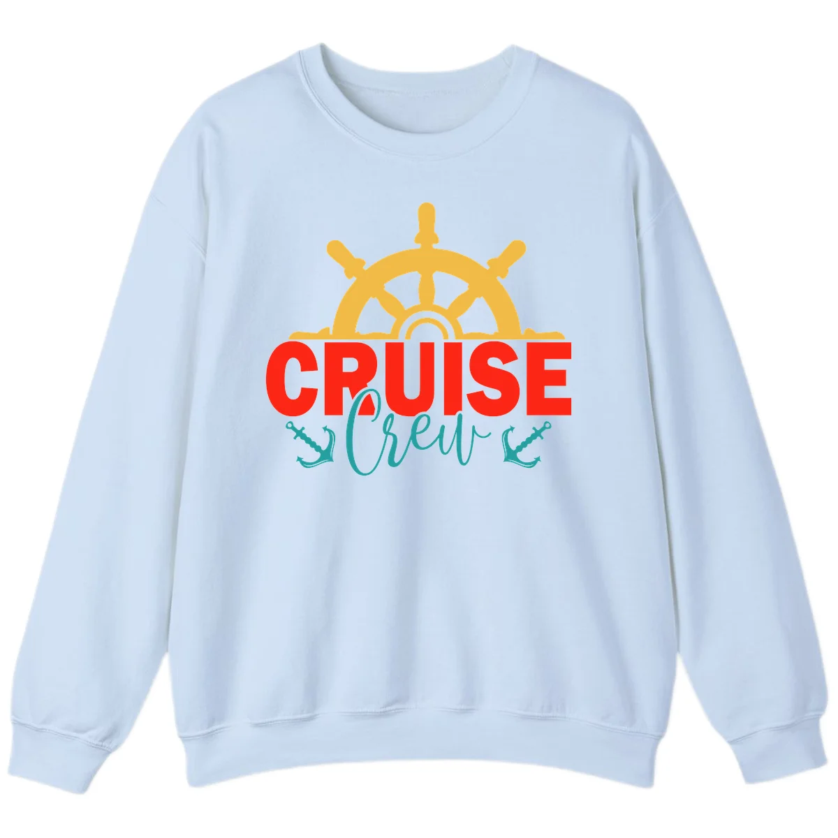 Cruise Shrek Nautical Wheel Design Sweatshirt in Light Blue