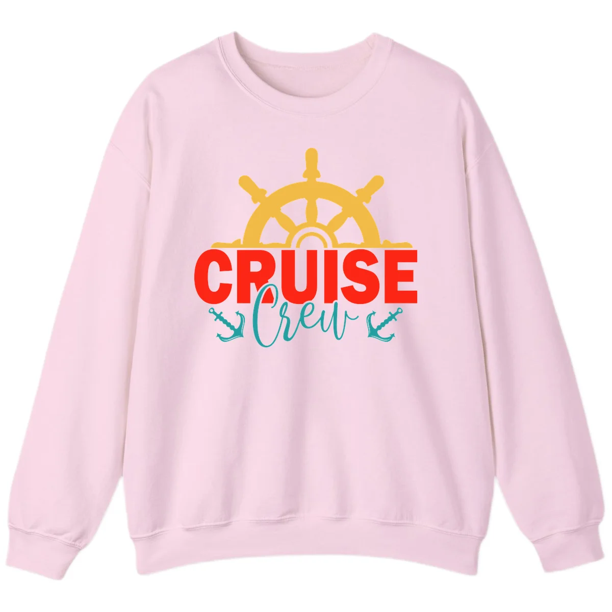 Cruise Shrek Nautical Wheel Design Sweatshirt in Light Pink