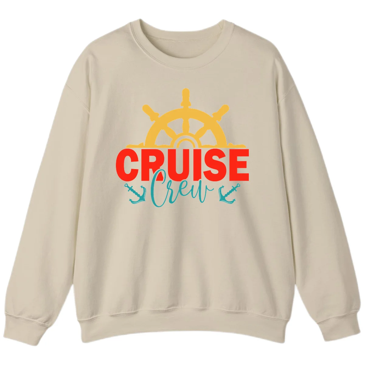 Cruise Shrek Nautical Wheel Design Sweatshirt in Sand