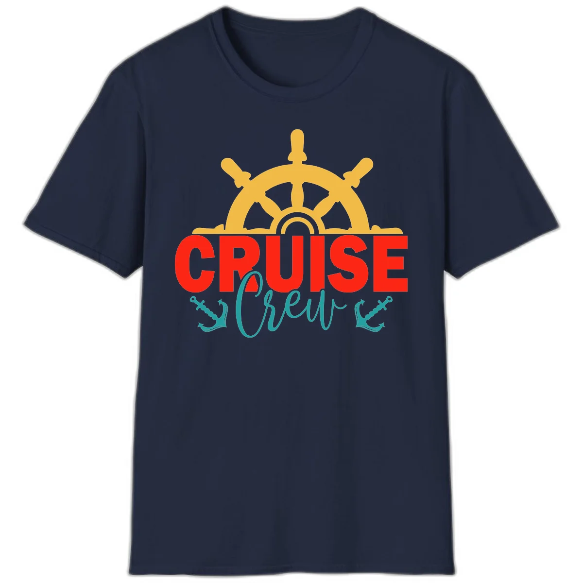 Cruise Shrek Nautical Wheel Design T-Shirt in Navy