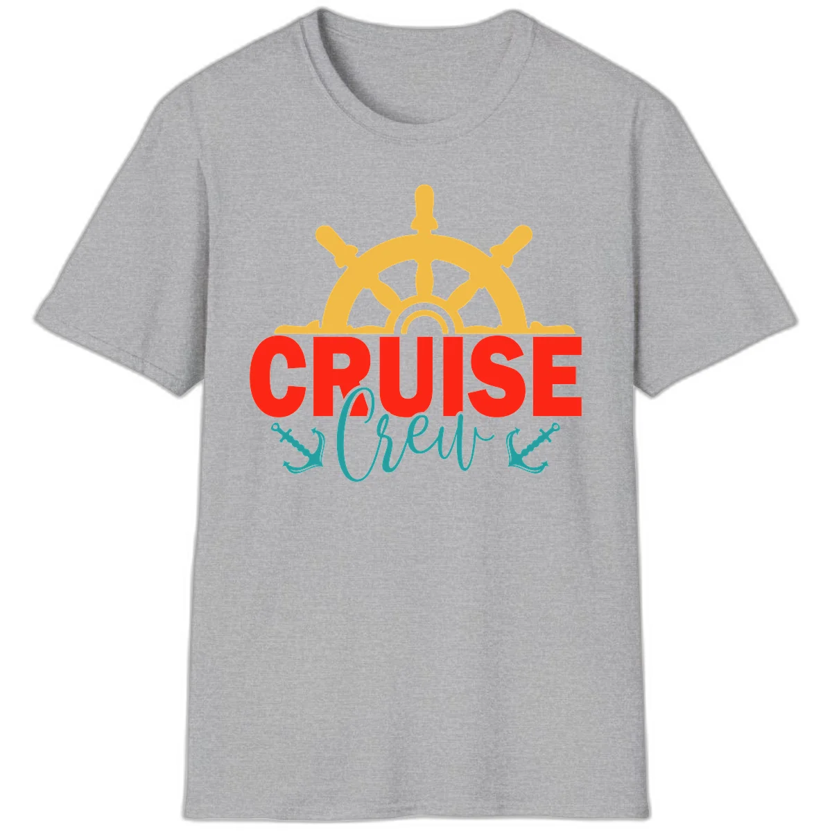 Cruise Shrek Nautical Wheel Design T-Shirt in Sport Grey