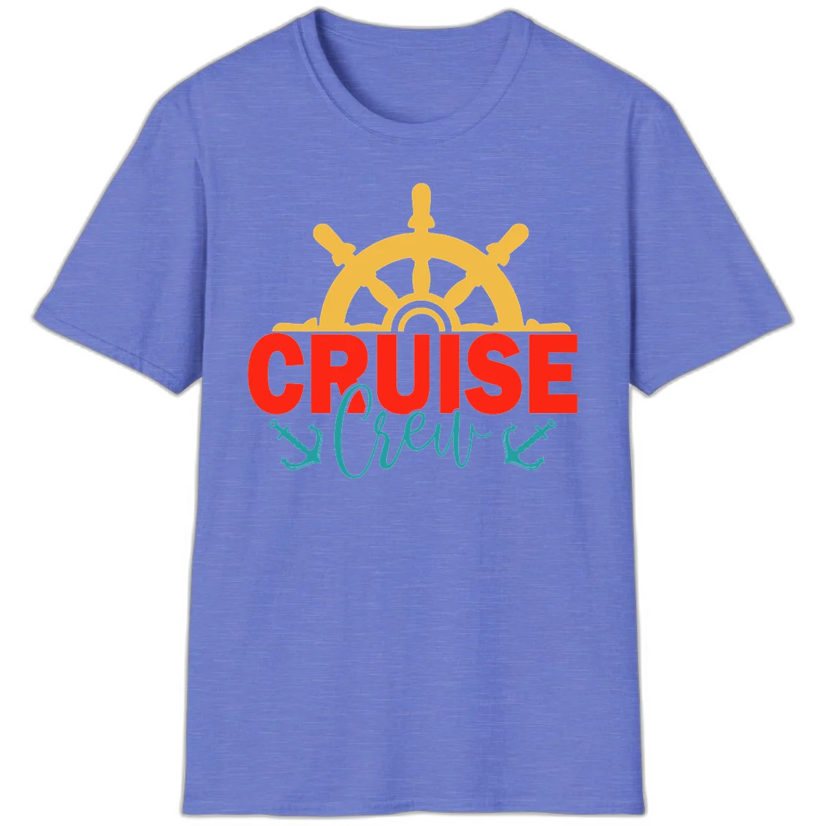 Cruise Shrek Nautical Wheel Design T-Shirt in Heather Royal