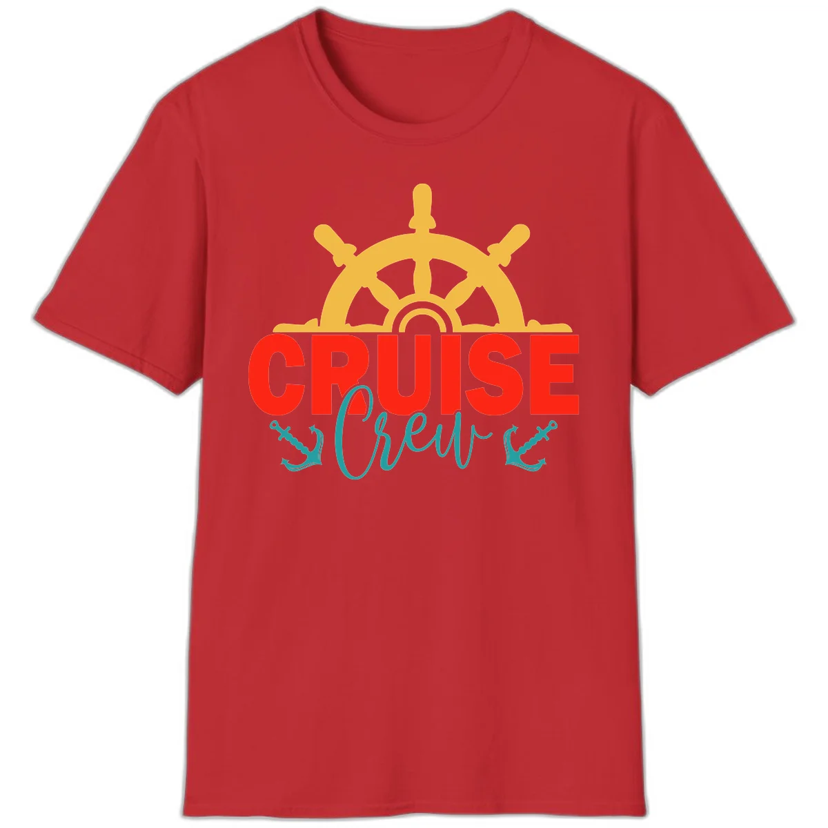 Cruise Shrek Nautical Wheel Design T-Shirt in Red