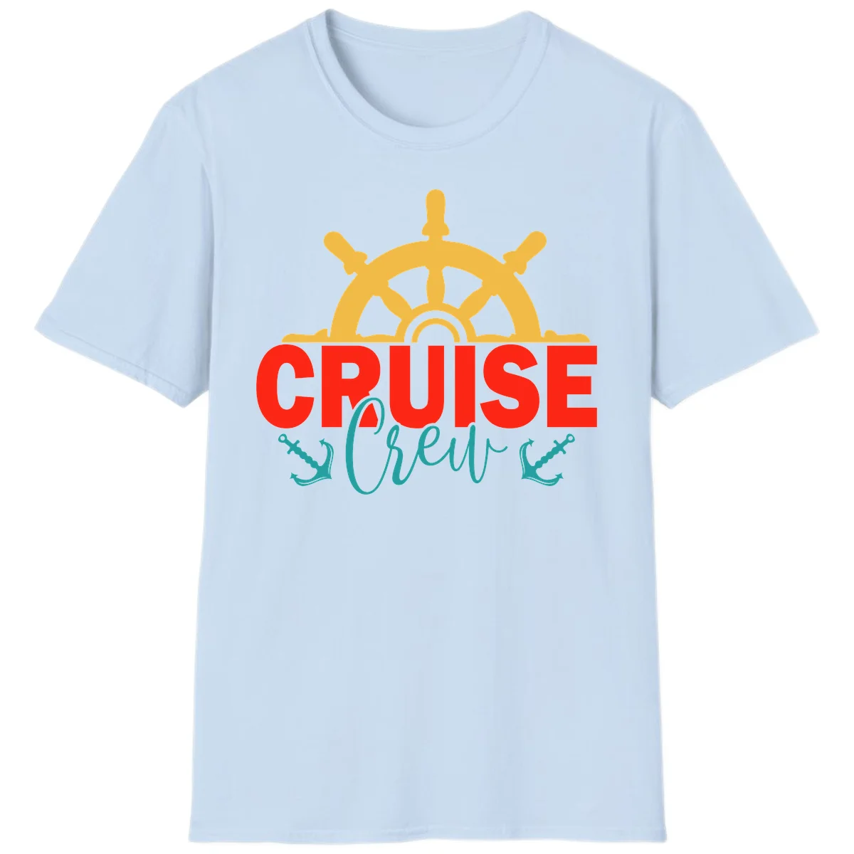 Cruise Shrek Nautical Wheel Design T-Shirt in Light Blue
