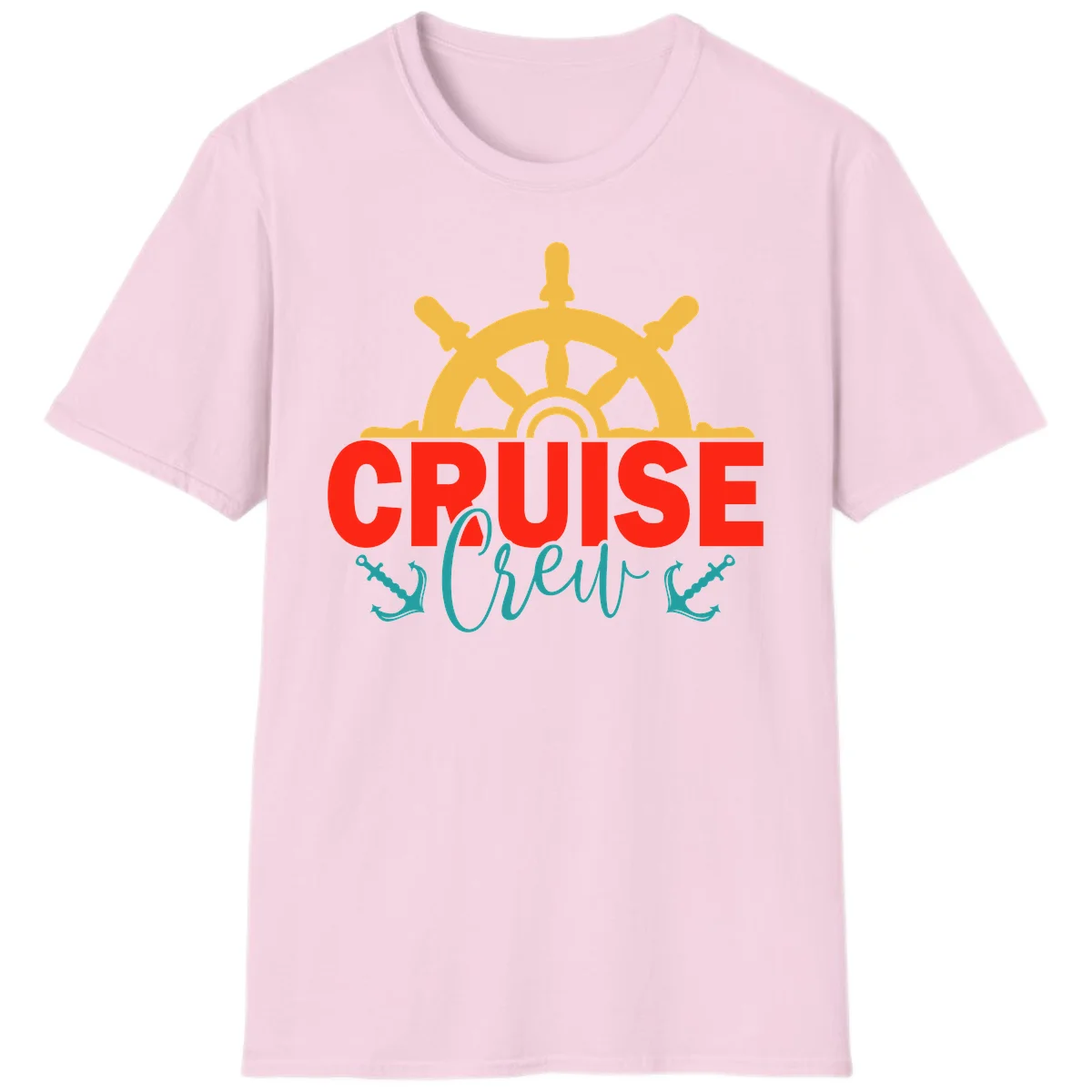 Cruise Shrek Nautical Wheel Design T-Shirt in Light Pink