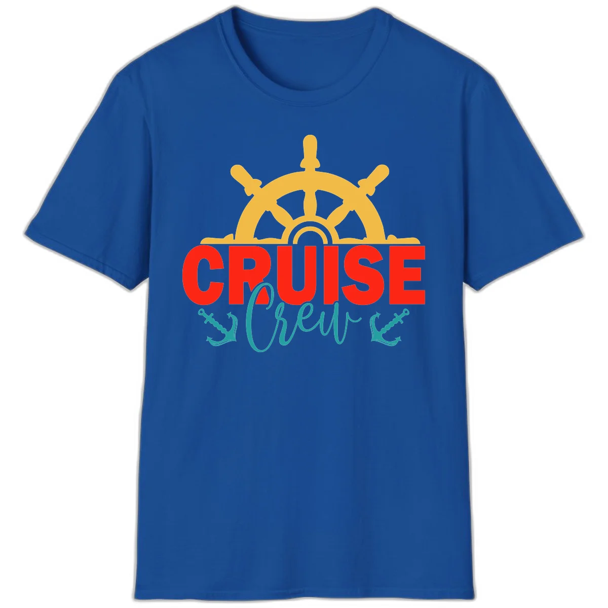 Cruise Shrek Nautical Wheel Design T-Shirt in Royal