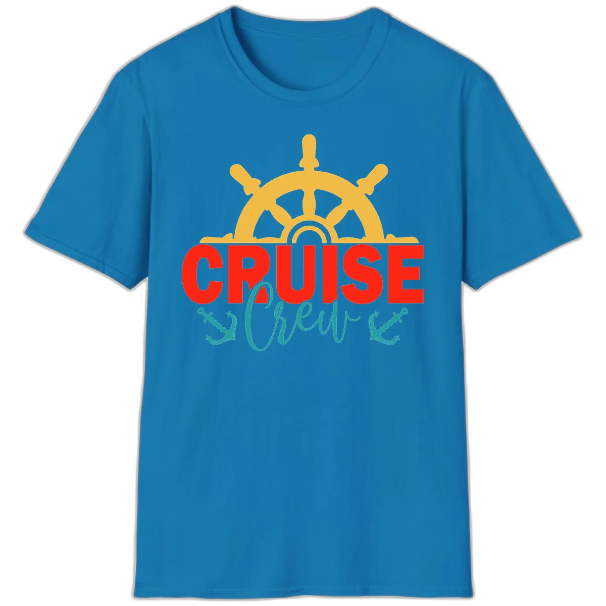 Cruise Shrek Nautical Wheel Design T-Shirt in Sapphire