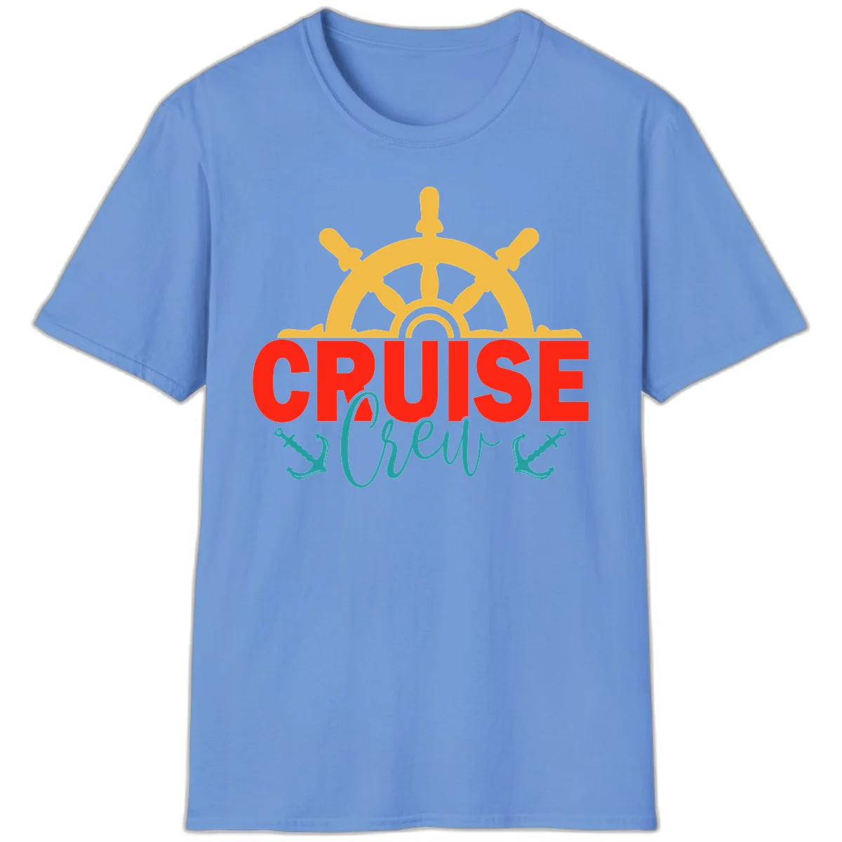 Cruise Shrek Nautical Wheel Design T-Shirt in Carolina Blue