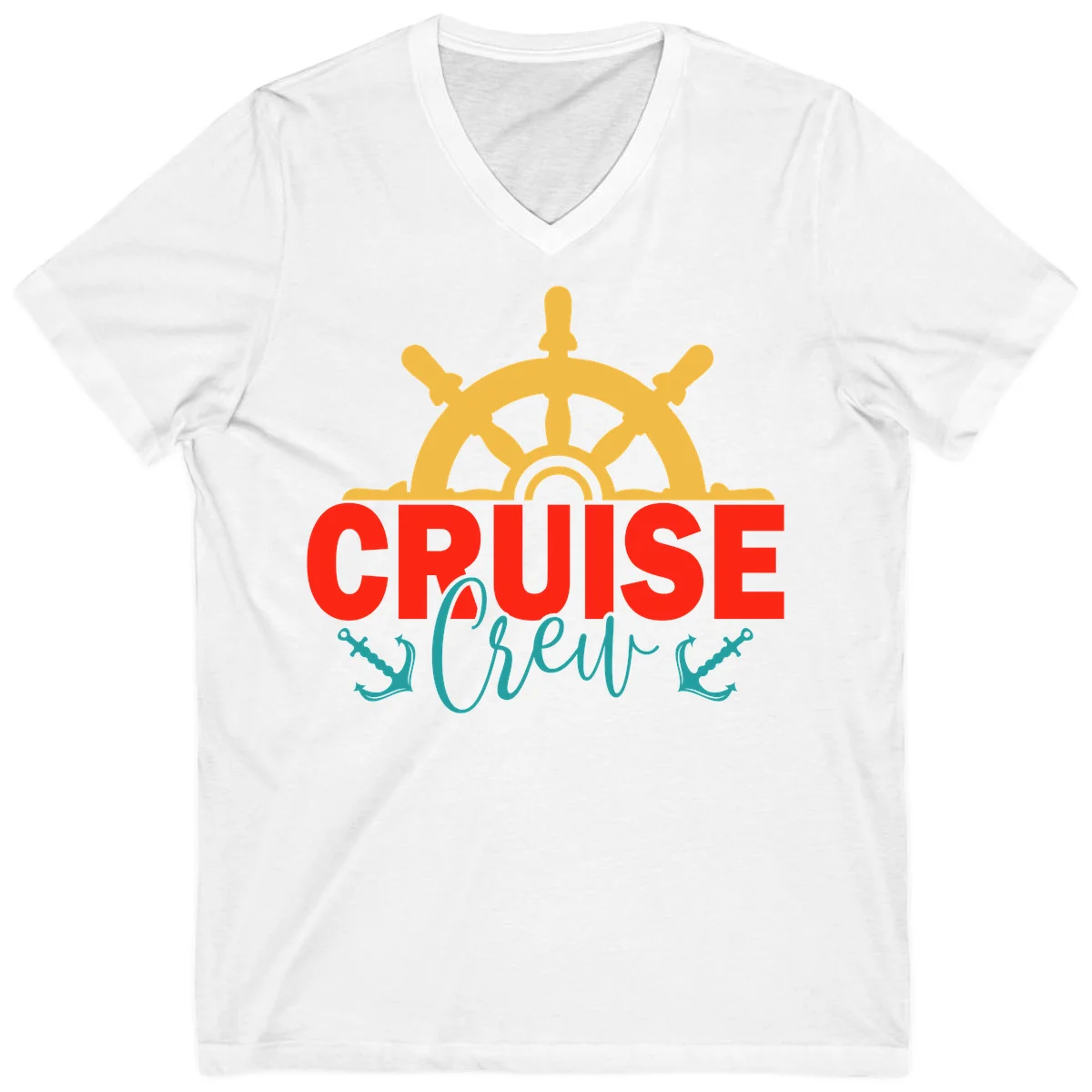 Cruise Shrek Nautical Wheel Design V-Neck in White