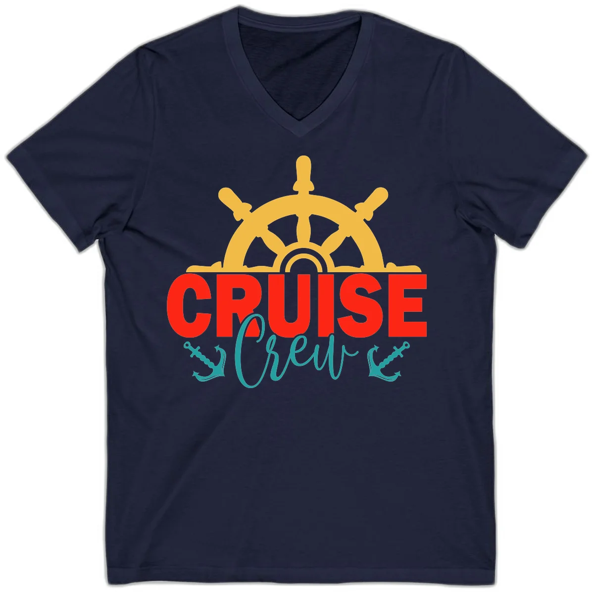 Cruise Shrek Nautical Wheel Design V-Neck in Navy