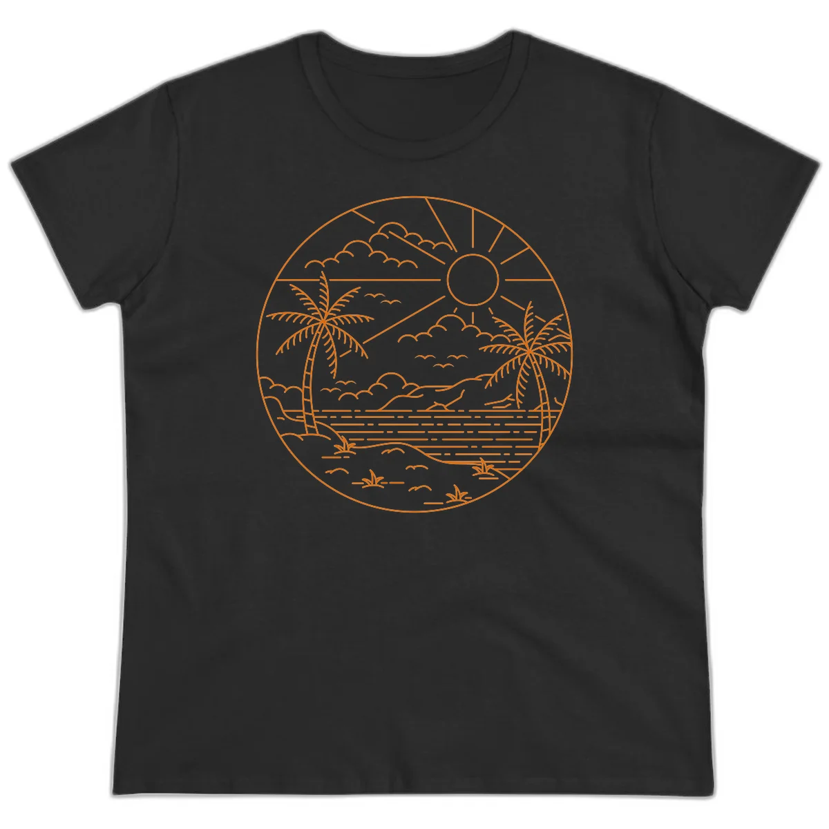 Tropical Paradise Cruise Escape Ladies Tee in Black