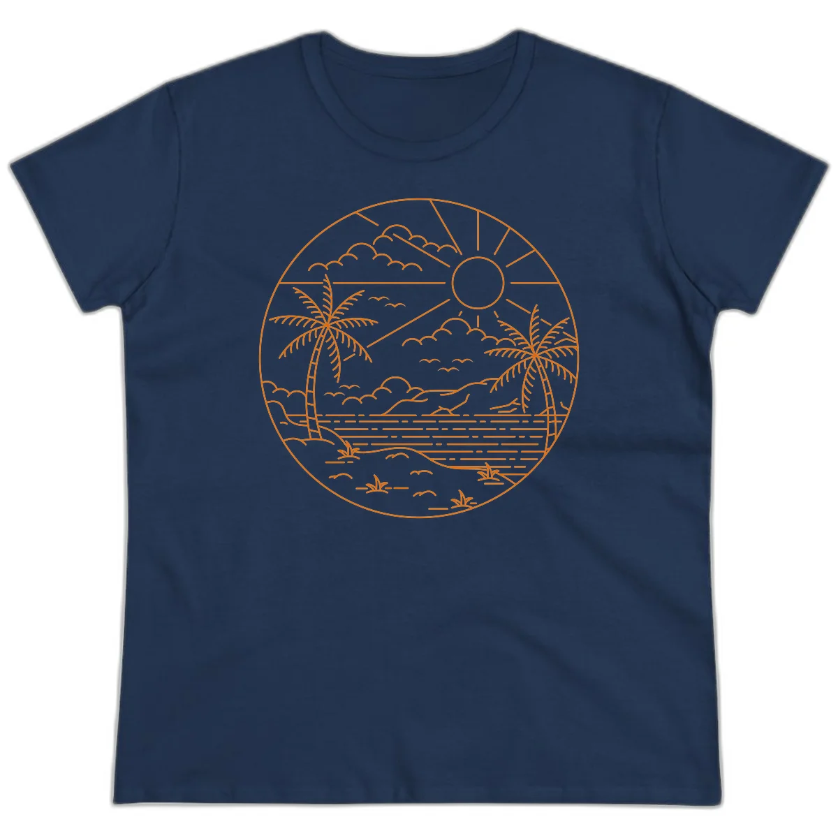 Tropical Paradise Cruise Escape Ladies Tee in Navy