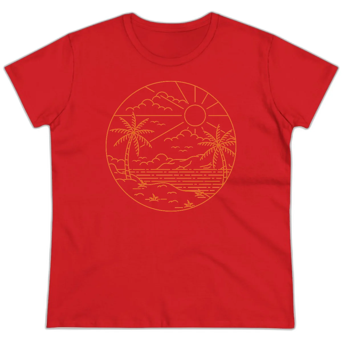 Tropical Paradise Cruise Escape Ladies Tee in Red