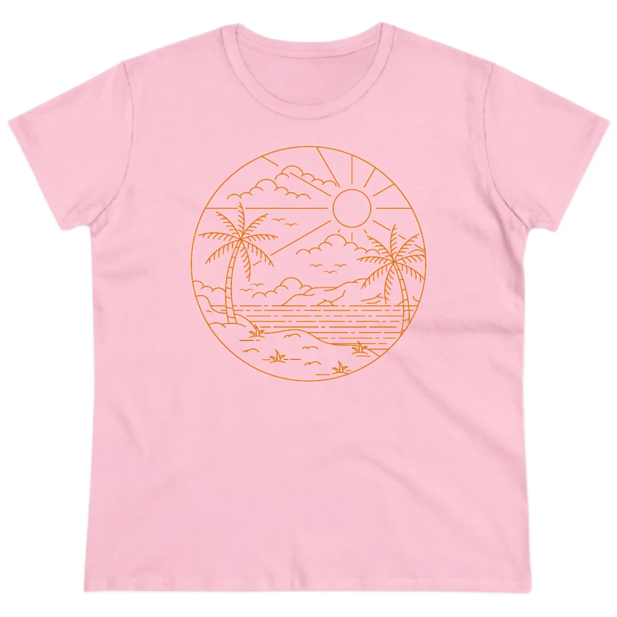 Tropical Paradise Cruise Escape Ladies Tee in Light Pink