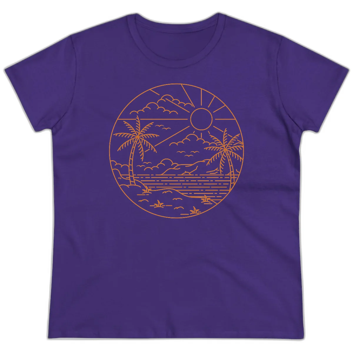 Tropical Paradise Cruise Escape Ladies Tee in Purple