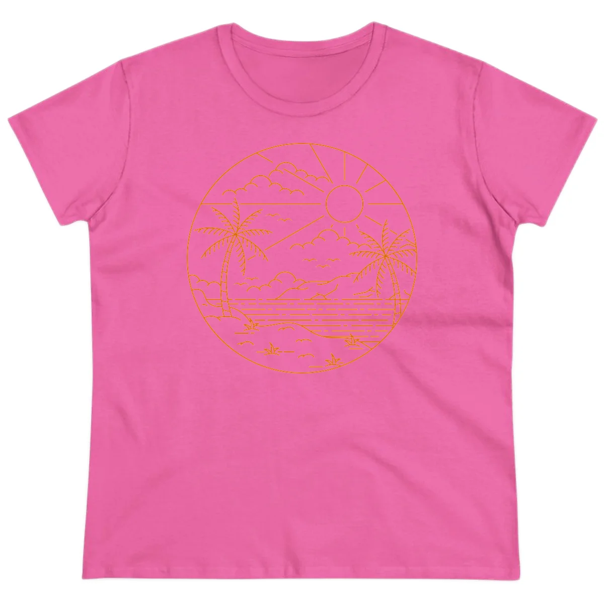 Tropical Paradise Cruise Escape Ladies Tee in Azalea