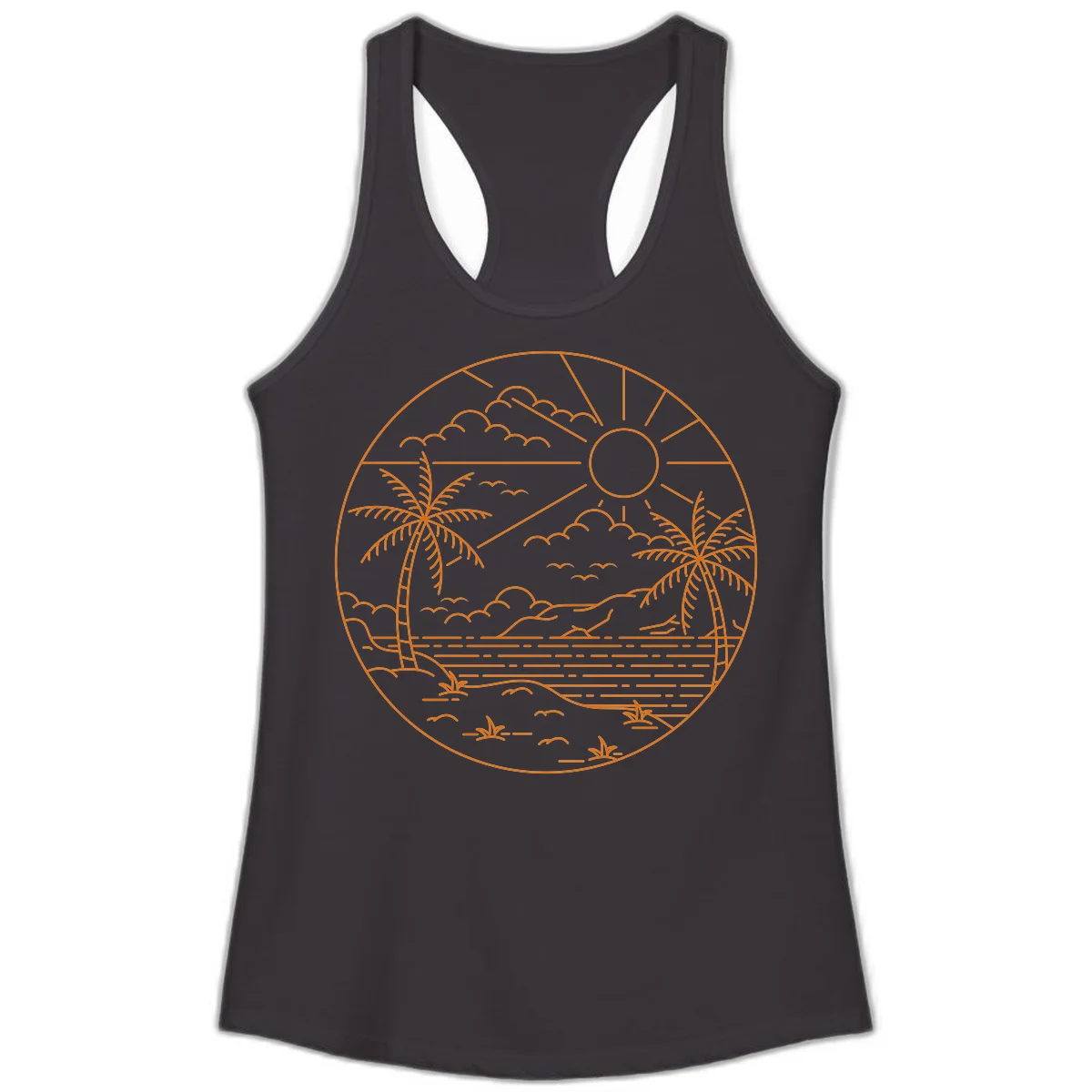 Tropical Paradise Cruise Escape Ladies Tank in Black