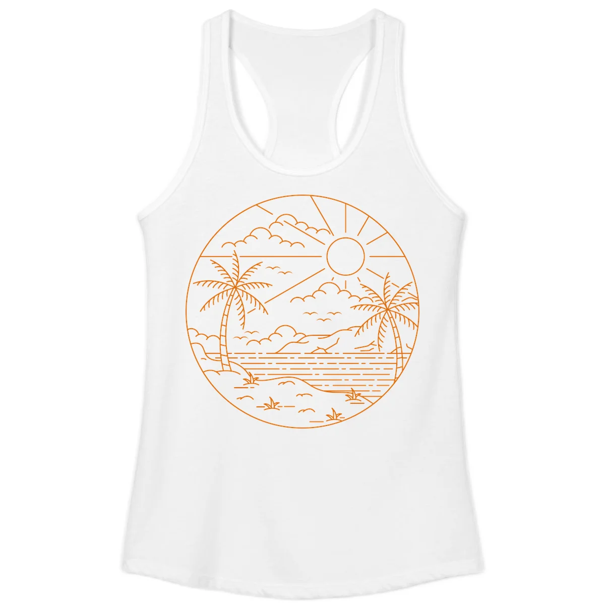 Tropical Paradise Cruise Escape Ladies Tank in White