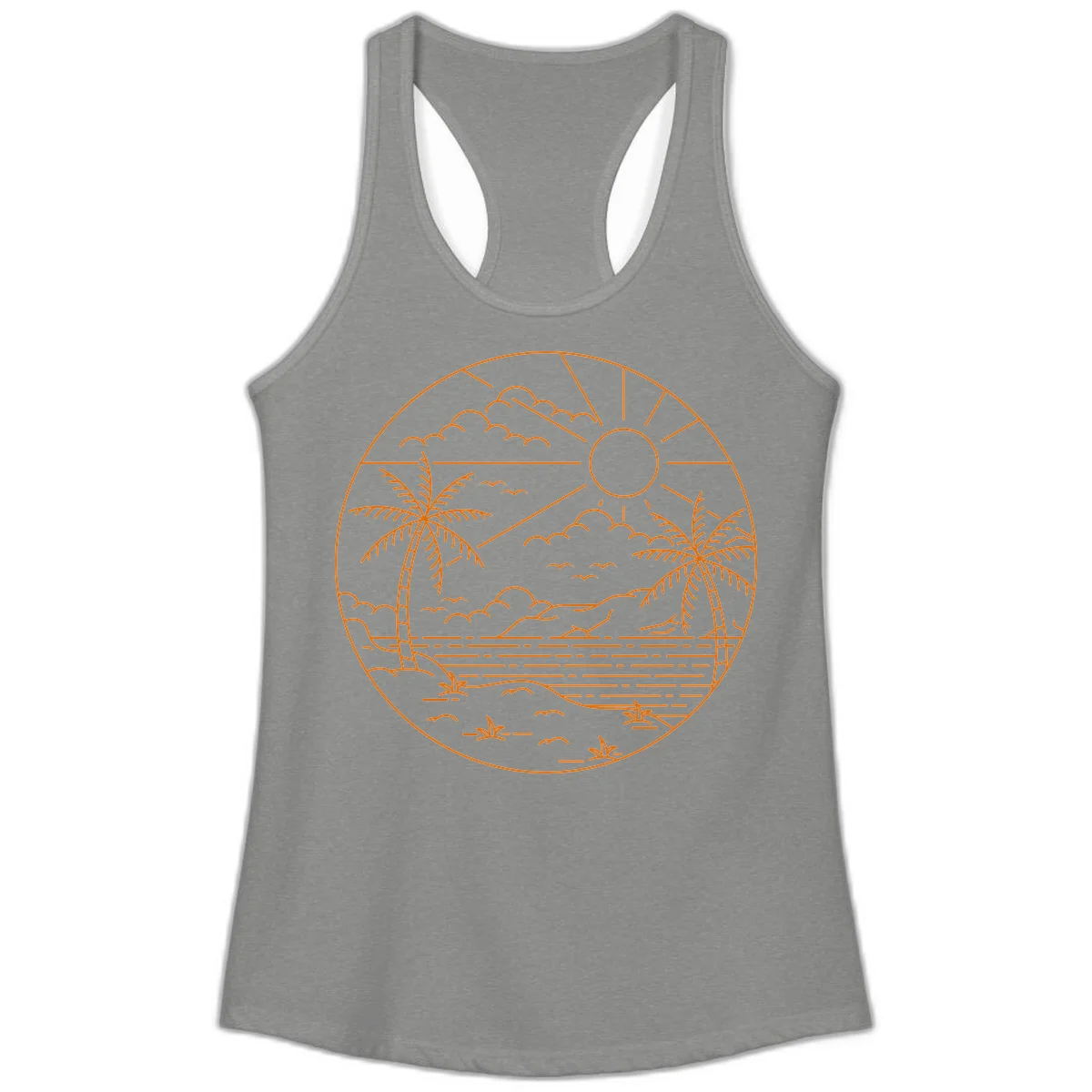 Tropical Paradise Cruise Escape Ladies Tank in Heather Grey