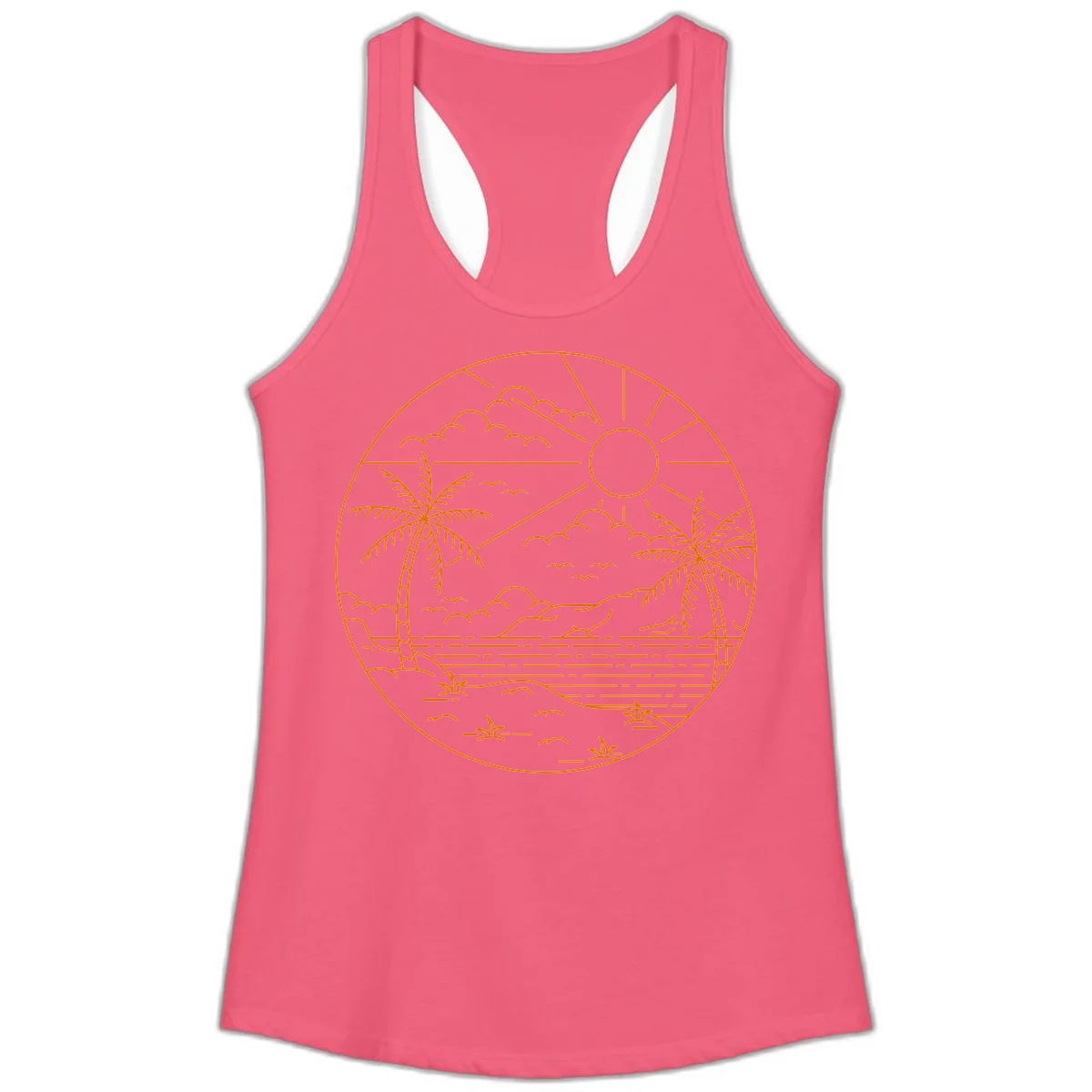 Tropical Paradise Cruise Escape Ladies Tank in Hot Pink
