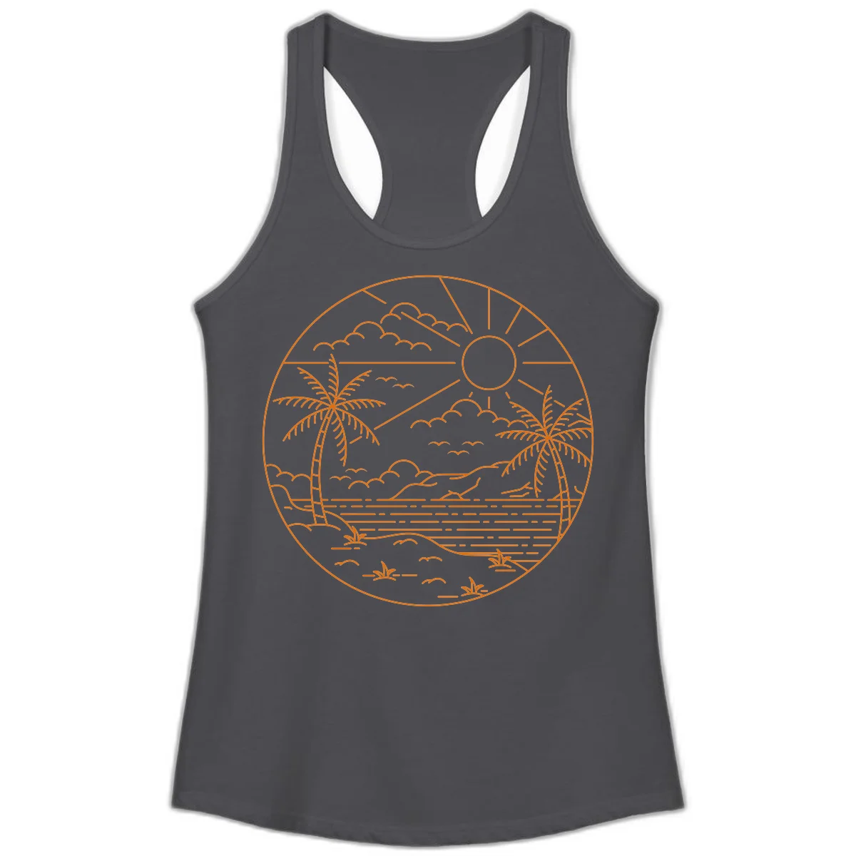 Tropical Paradise Cruise Escape Ladies Tank in Solid Dark Gray