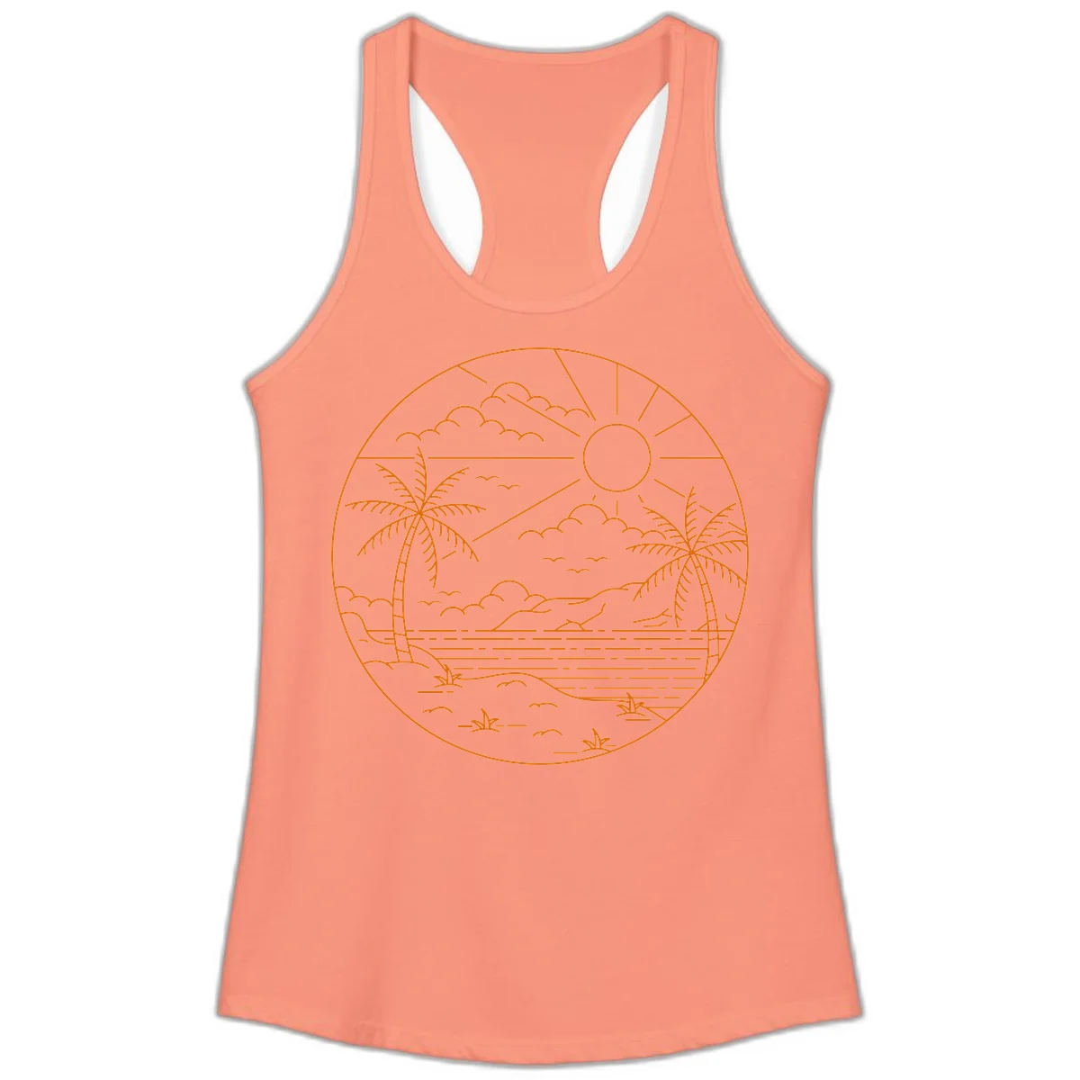 Tropical Paradise Cruise Escape Ladies Tank in Solid Light Orange