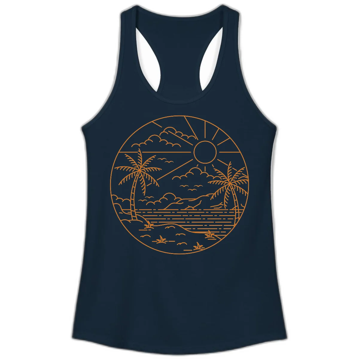 Tropical Paradise Cruise Escape Ladies Tank in Solid Midnight Navy